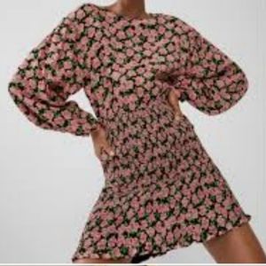 Zara NWT smocked floral mini dress